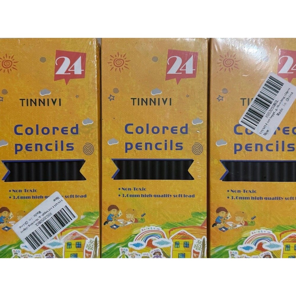TINNIVI Rainbow Pencils, Black Multicolored Coloring Lot Of 3 Sealed